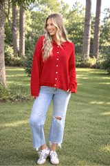 Rolled Hemline Sweater Cardi