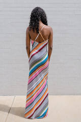 Striped Cowl Maxi Dress
