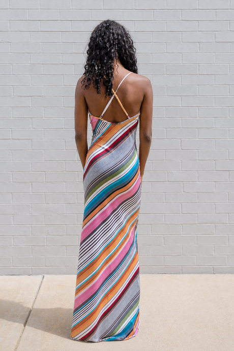 Striped Cowl Maxi Dress