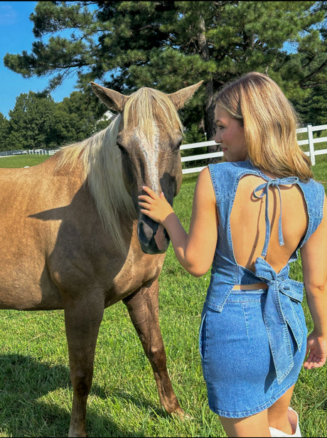 RIBBON CINCH DENIM SET