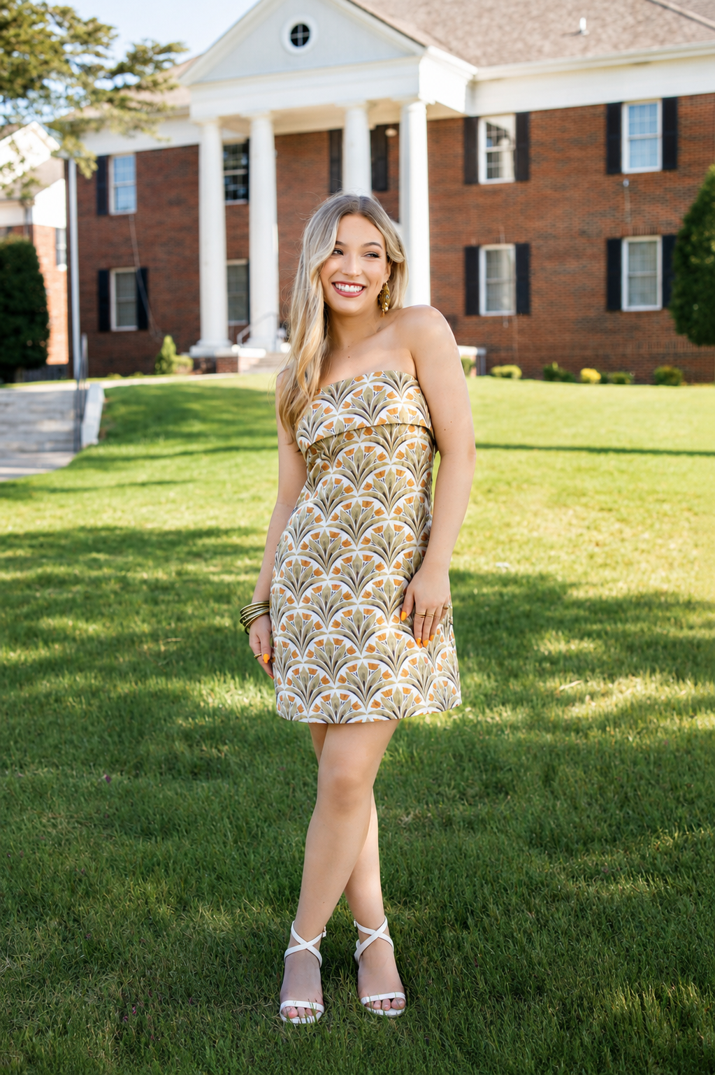 Tulip Jacquard Strapless Mini