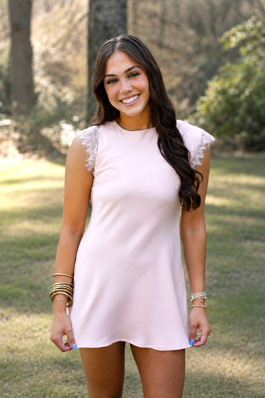 Lace Edge Satin Mini Dress