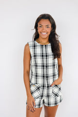 ELLA PLAID ROMPER