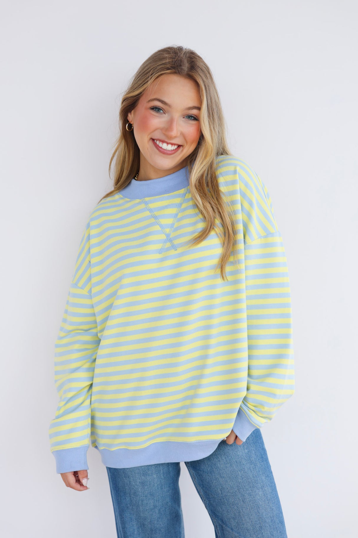 STRIPE CONTRAST SWEATER TOP
