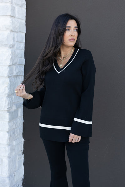 VNECK SWEATER TUNIC TOP