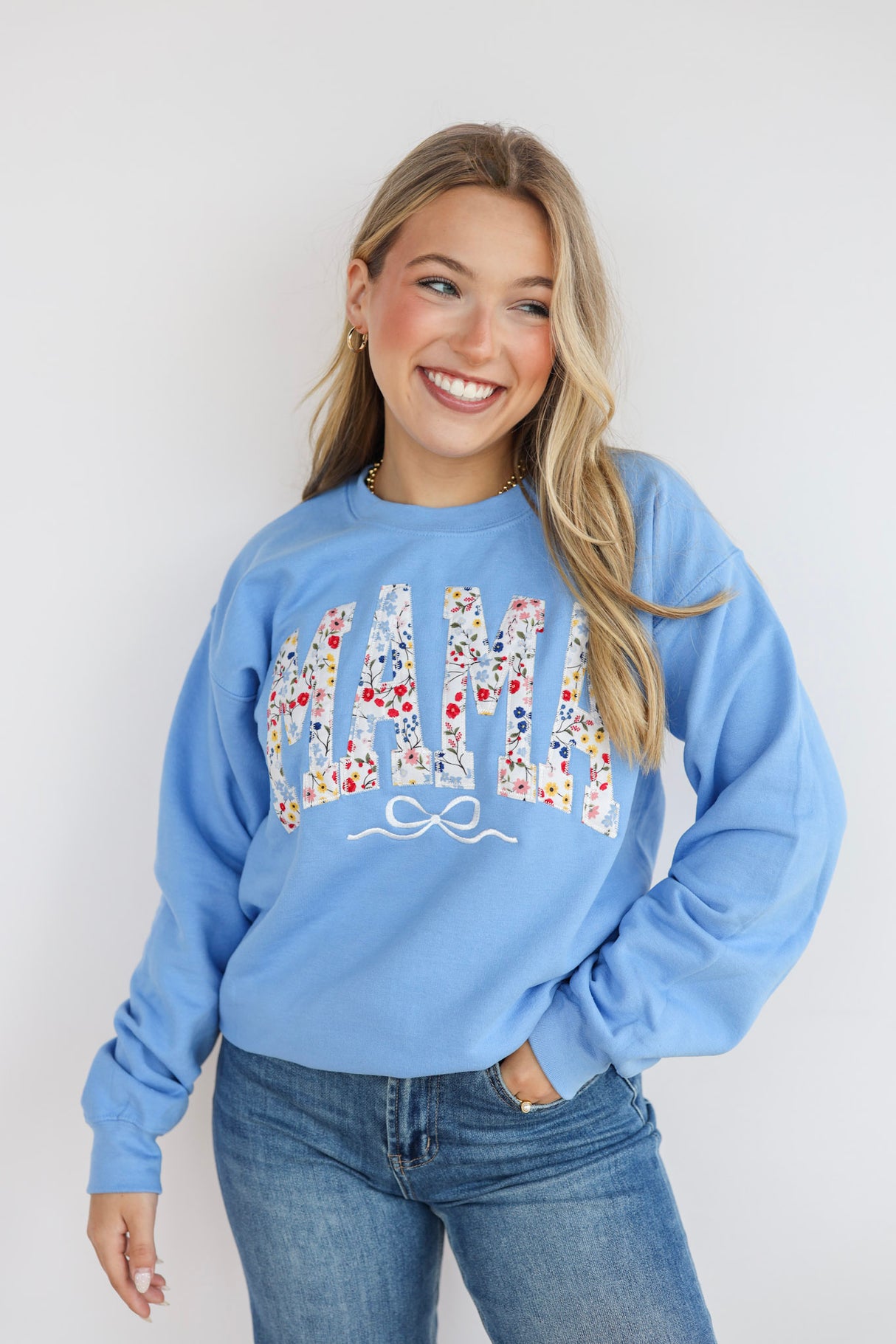 MAMA BOW FLORAL SWEATSHIRT