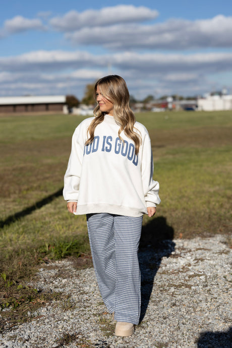 JESUS/GOD IS GOOD REVERSIBLE MOCK NECK SWEATSHIRT