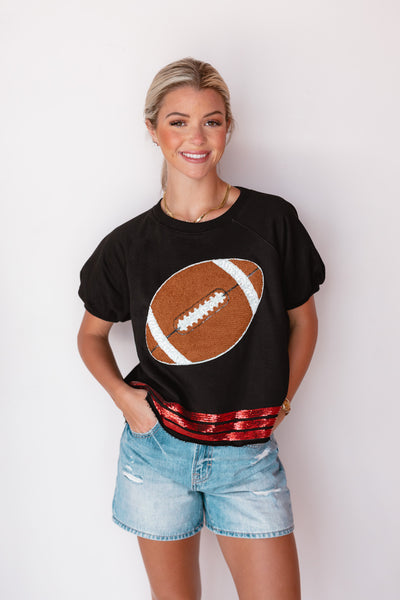 FOOTBALL SEQUIN TEE