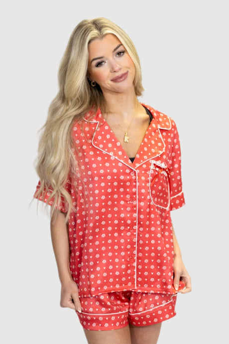 ROSETTE SATIN PJ TOP