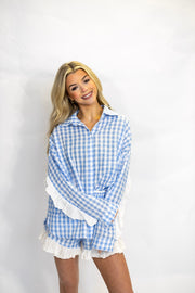 GINGHAM RUFFLE PJ SHORTS