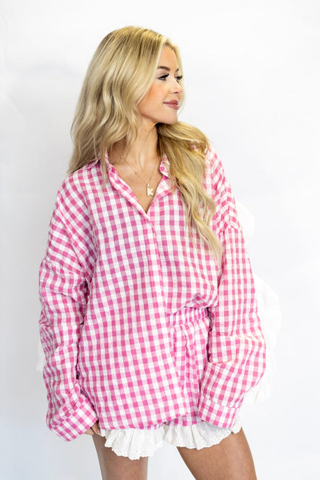GINGHAM RUFFLE PJ SHORTS