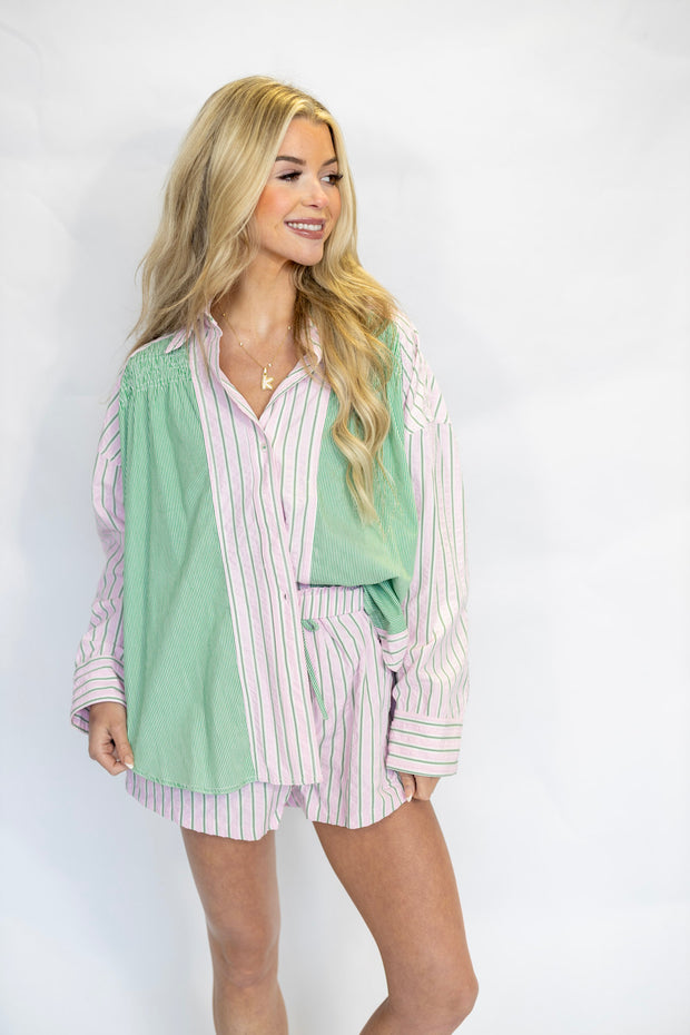 SEERSUCKER BUTTON PJ SHORTS