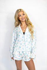 STRIPED FLORAL PJ POCKET TOP