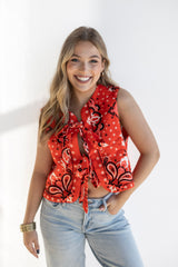 PAISLEY TIE FRONT VEST