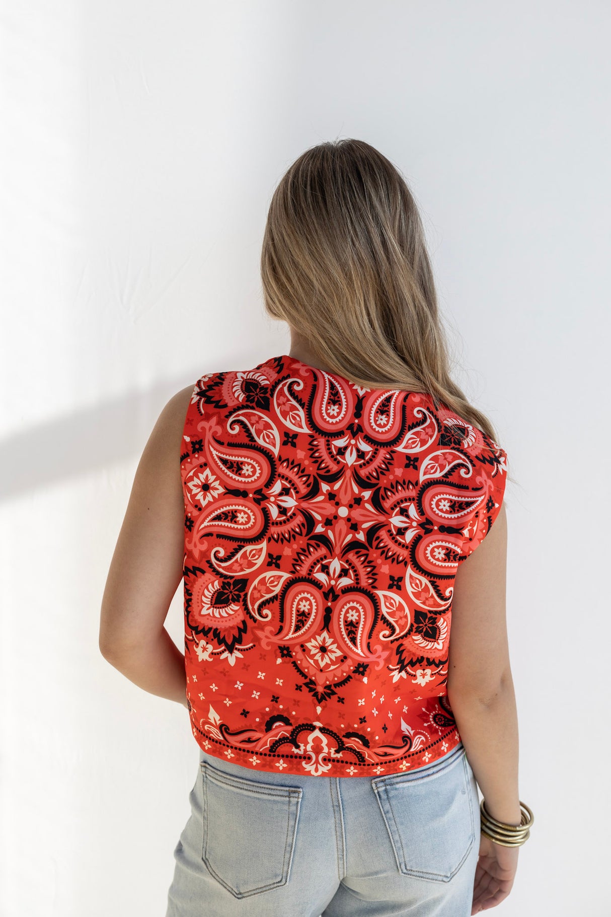 PAISLEY TIE FRONT VEST