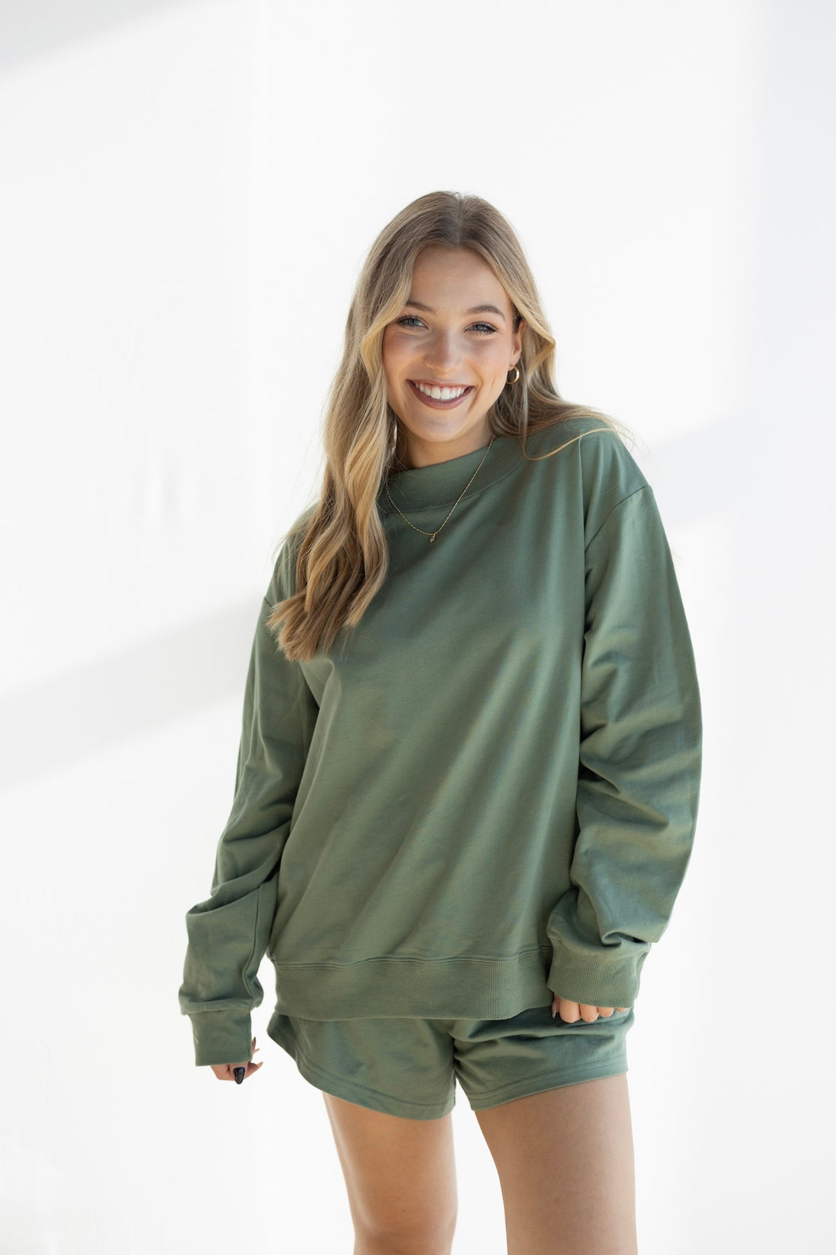 MOCK NECK TERRY SWEATSHIRT