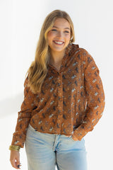 CHIFFON WESTERN PRINT BLOUSE