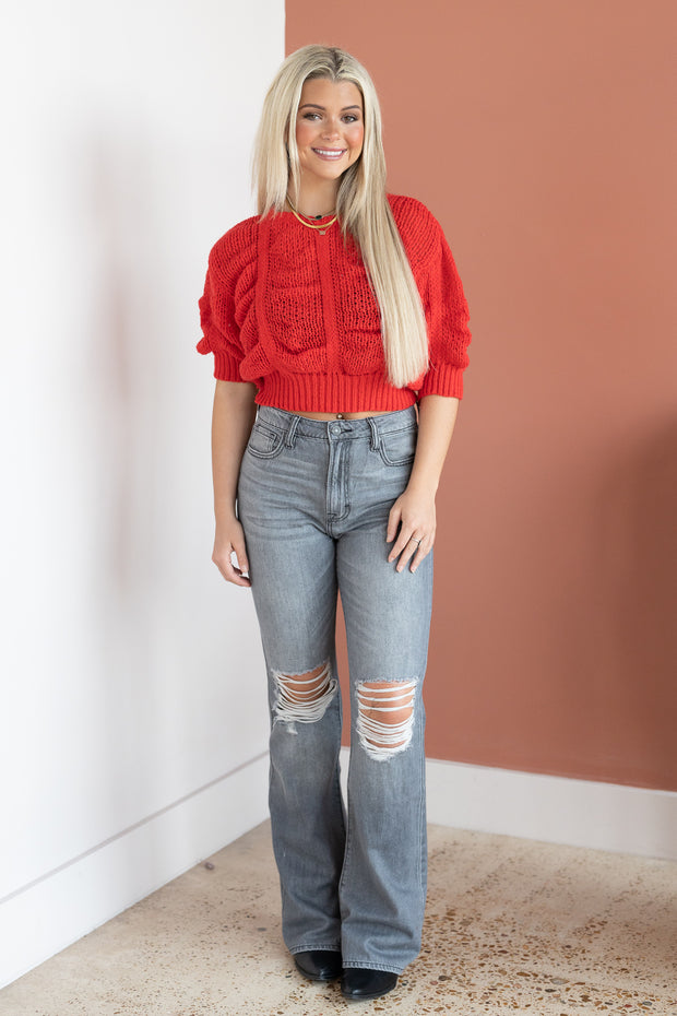 MOONLIGHT CROP KNIT SWEATER
