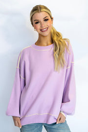 CONTRAST SEAM LONG SLEEVE CREW