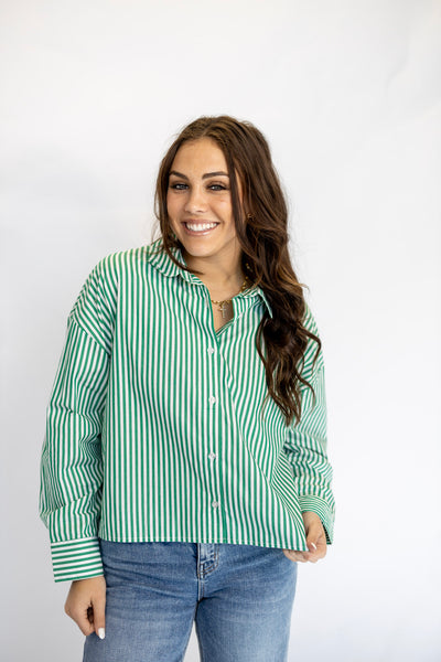 GO FOR IT STRIPE BUTTON DOWN