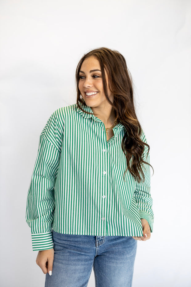 GO FOR IT STRIPE BUTTON DOWN