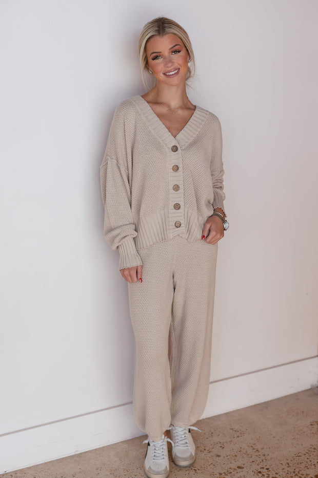 WAFFLE KNIT SWEATER PANTS