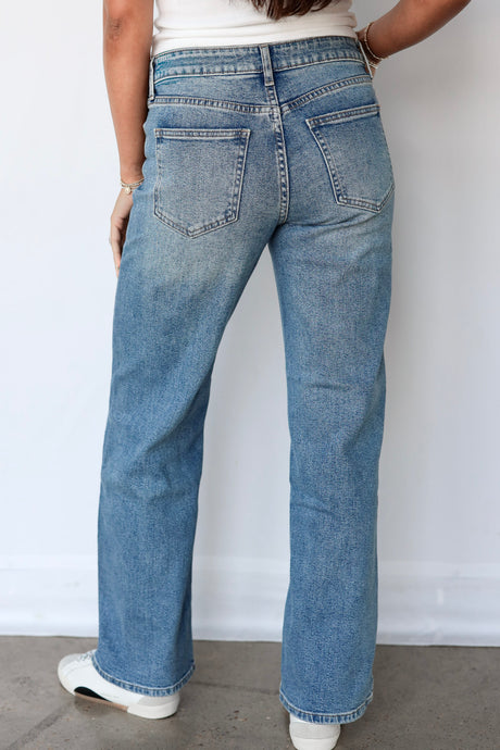 High Rise Full Length Straight Jeans