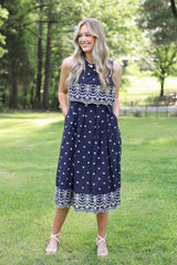 Polka Eyelet Trim Dress