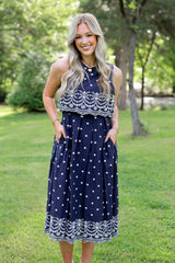 Polka Eyelet Trim Dress