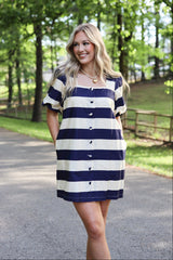 Sailor Striped Button Front Dress
