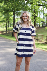 Sailor Striped Button Front Dress