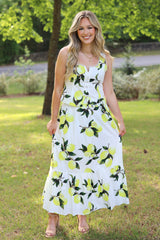 Lemon Tree Print Faux Button Down Top