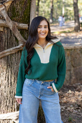 RELAXED FIT HALF ZIP SWEATER