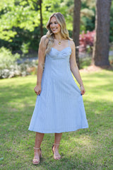 Fit & Flare Stripe Midi Dress