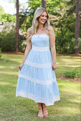 Contrast Tiered Midi Dress