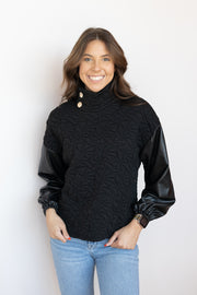 LAYLA LEATHER SLEEVE TOP