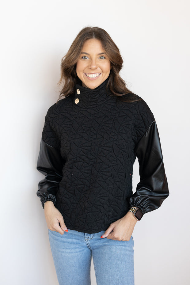 LAYLA LEATHER SLEEVE TOP