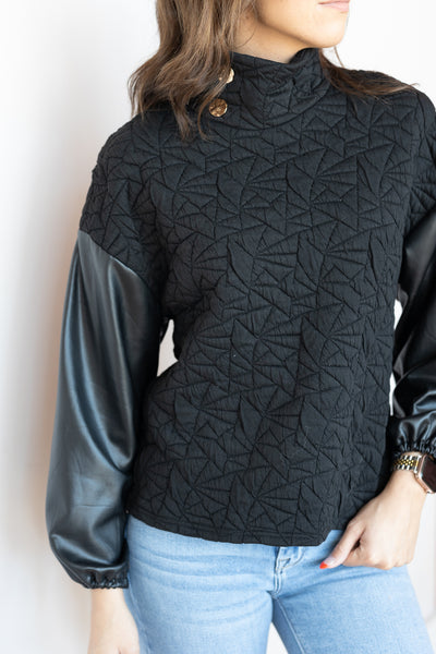 LAYLA LEATHER SLEEVE TOP