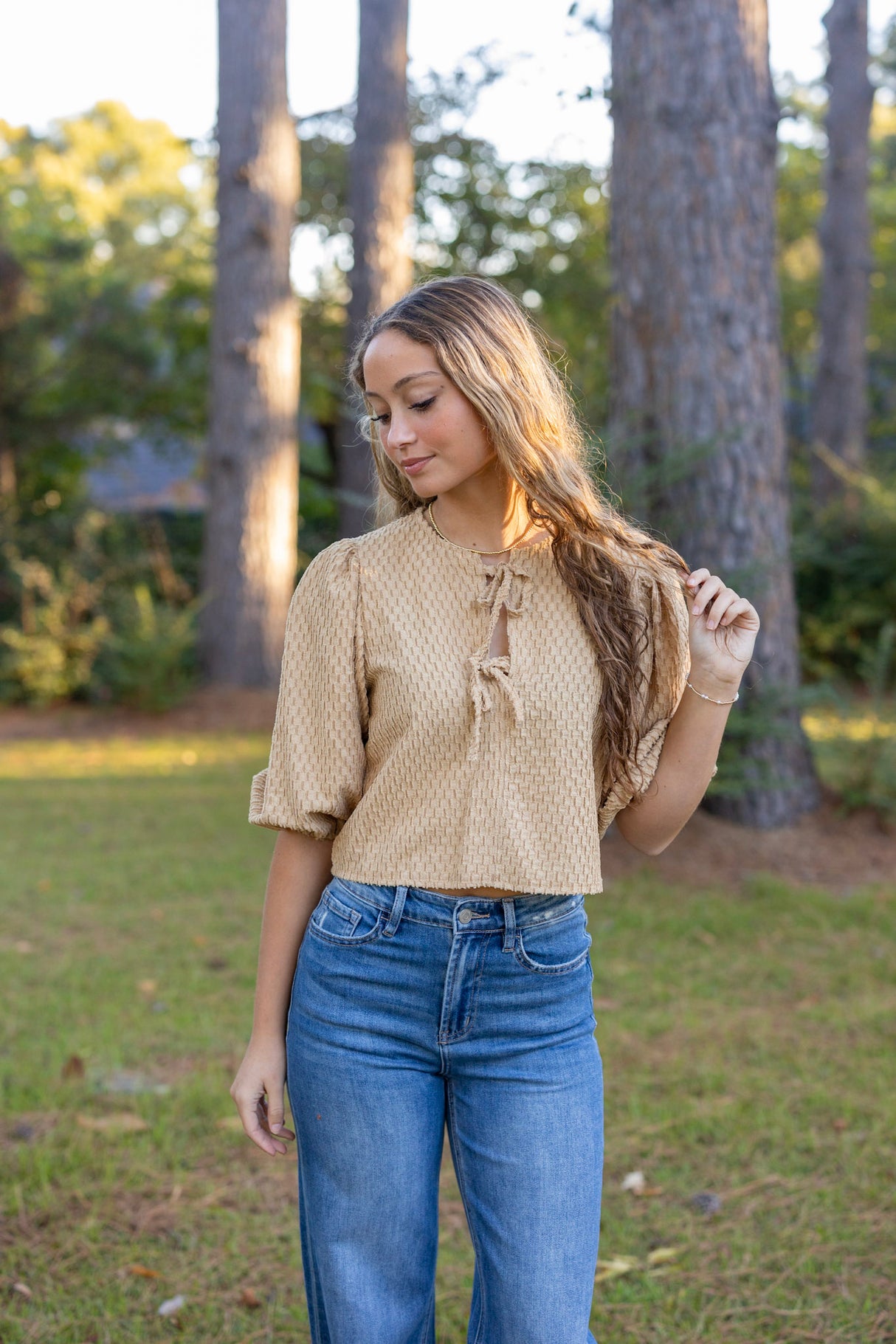 Beau Textured Bow Top (Mutiple Colors)