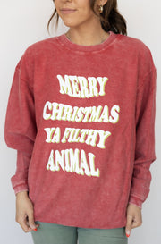 MERRY CHRISTMAS YA FILTHY ANIMAL CORDED SWEATSHIRT