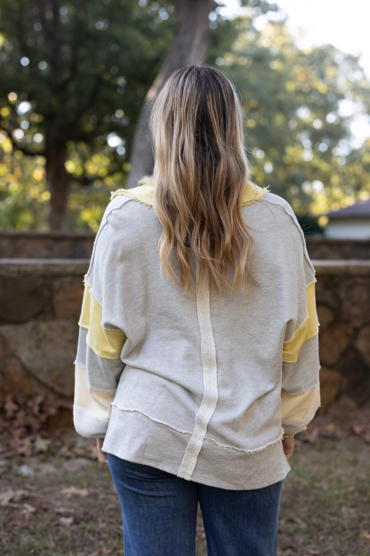 TERRY COLORBLOCK COLLAR TOP