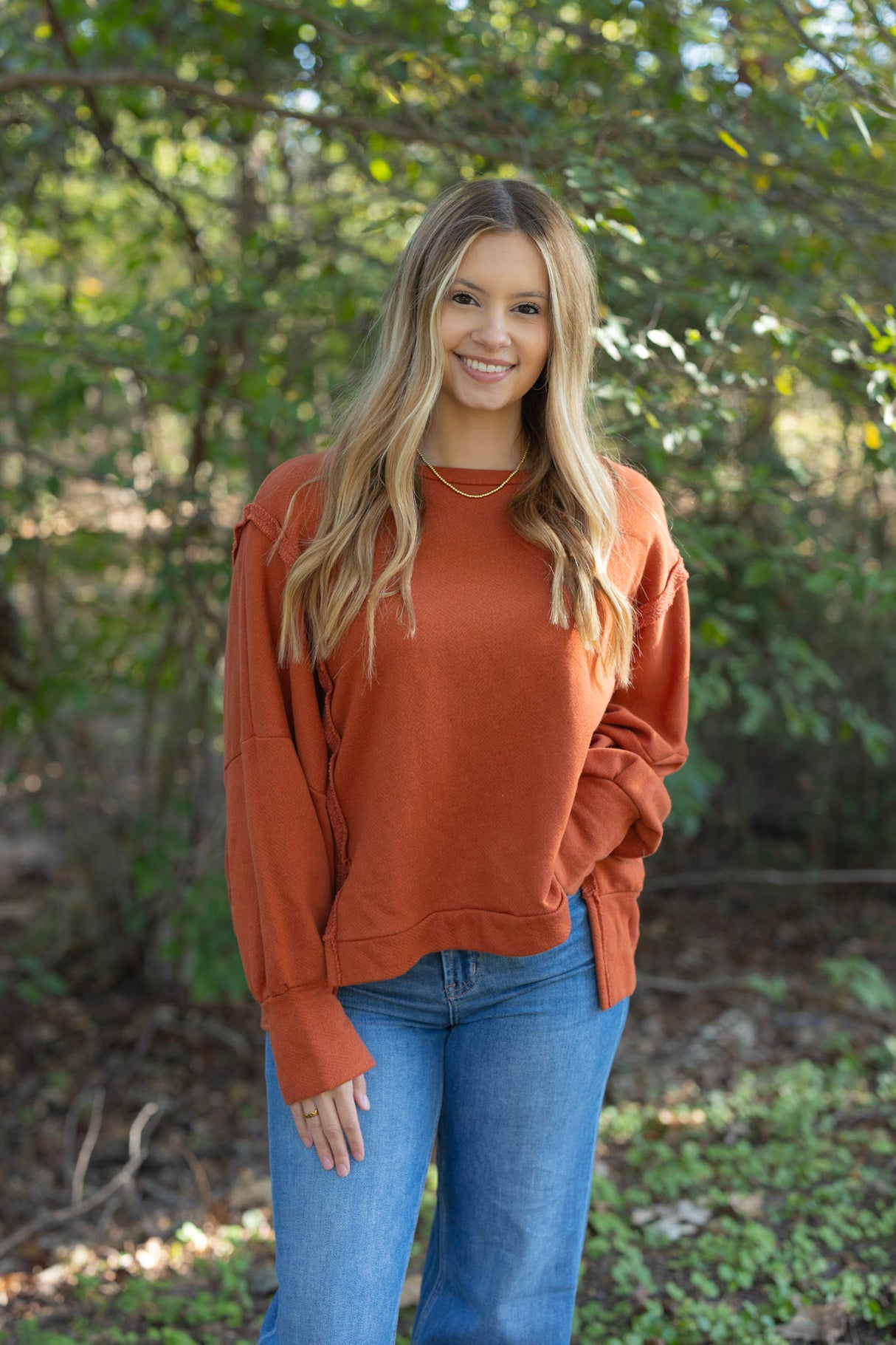 Raw Edge Hi-Low Terry Top (Multiple Colors)