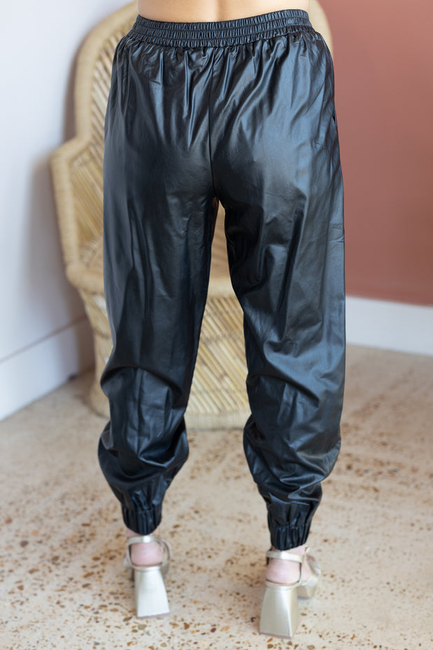 FAUX LEATHER JOGGERS