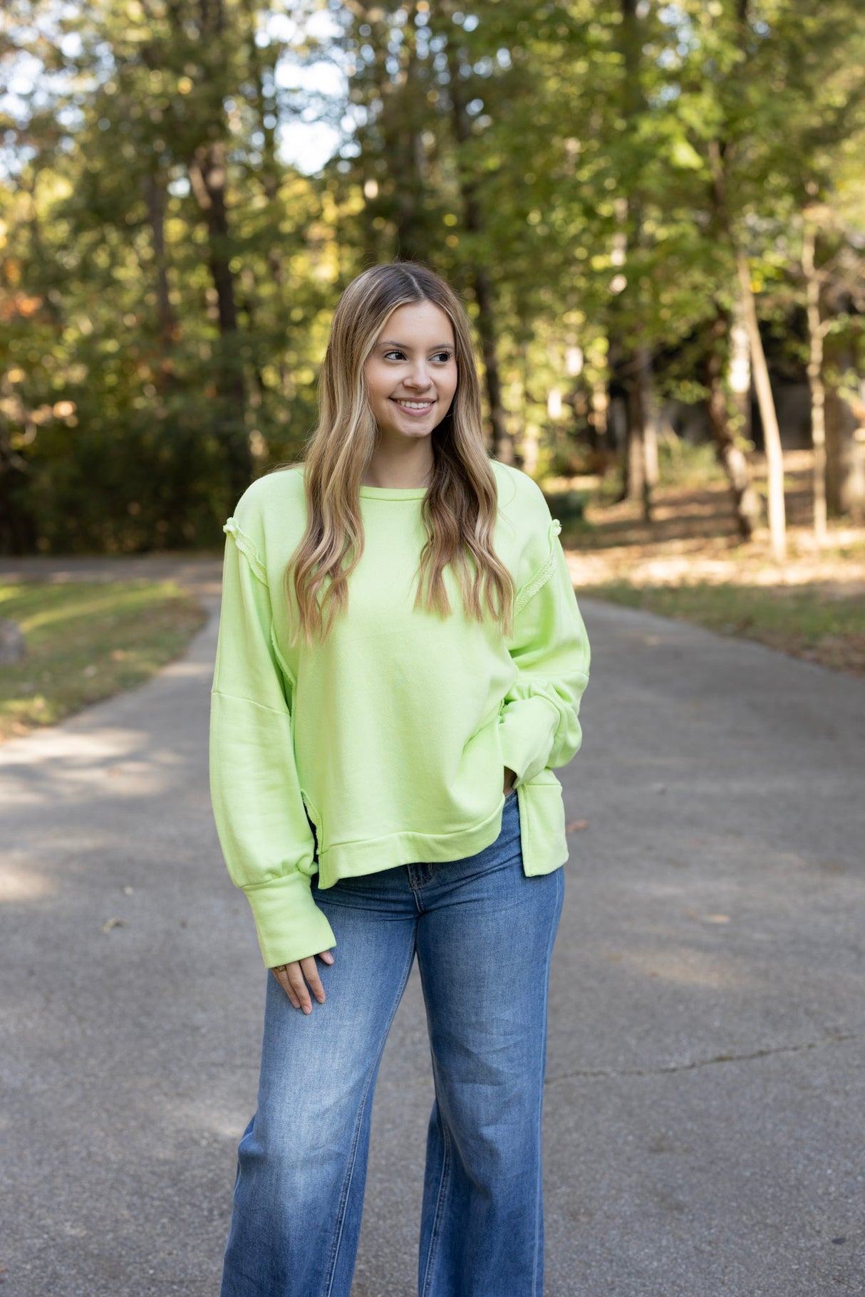 Raw Edge Hi-Low Terry Top (Multiple Colors)