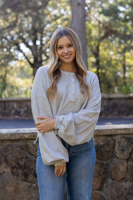 Lantern Sleeve Terry Top (Multiple Colors)