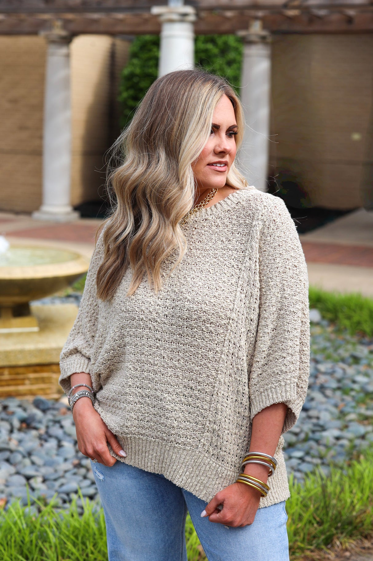 Asymmetrical Open Stitch Sweater