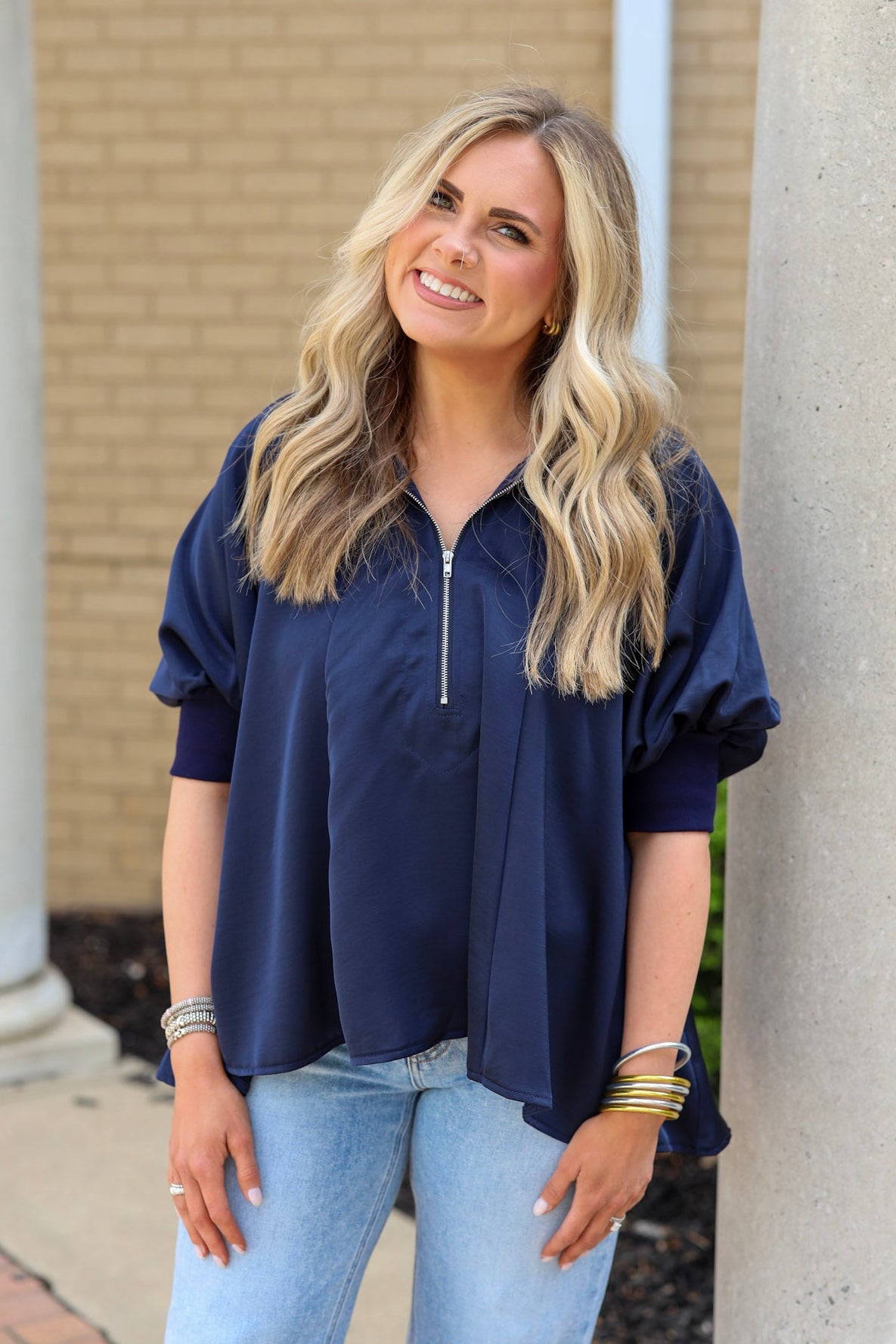 Collar Puff Sleeve Blouse