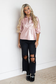 AMY LEATHER BUTTON TOP