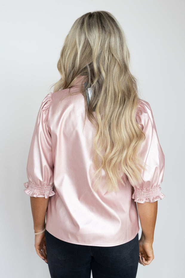 AMY LEATHER BUTTON TOP