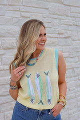 Fish Graphic Sweater Vest